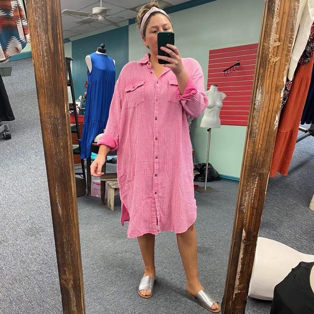Easel Pink Textured Shirt